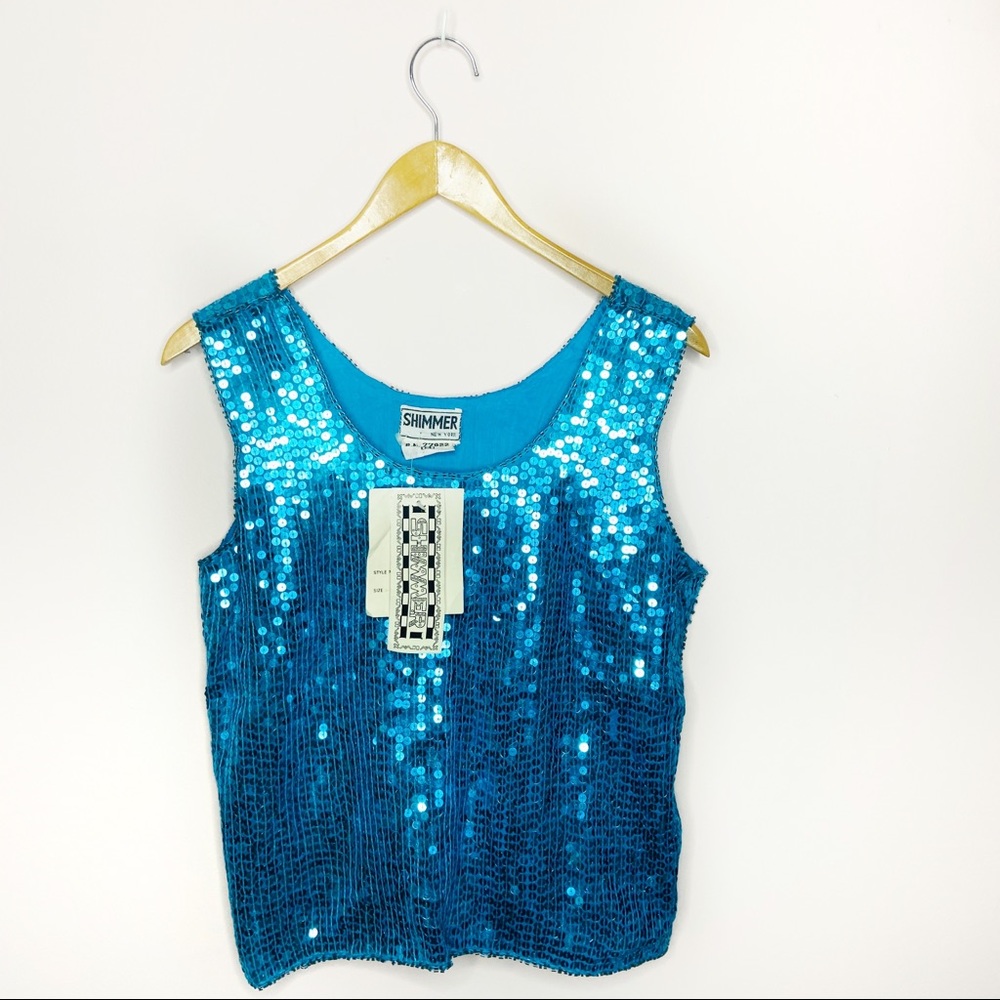Vintage Blue Sequin Tank Top